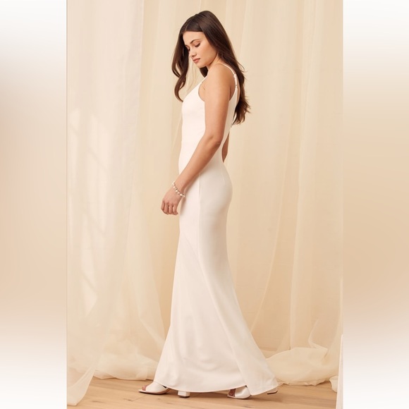 Lulu’s Infinite Glory White Maxi Wedding/Event Dress - Sz L - Picture 4 of 9